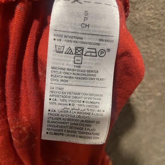 Old Navy Shirt Womens Small Red Tribal Print Long Sleeve Top Square Neck Stretch - Picture 5 of 8